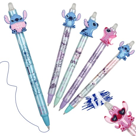 DISNEY Stitch i Andzia Długopis żelowy z losowym wzorem, niebieski tusz, długopis ścieralny automatyczny 0,5mm