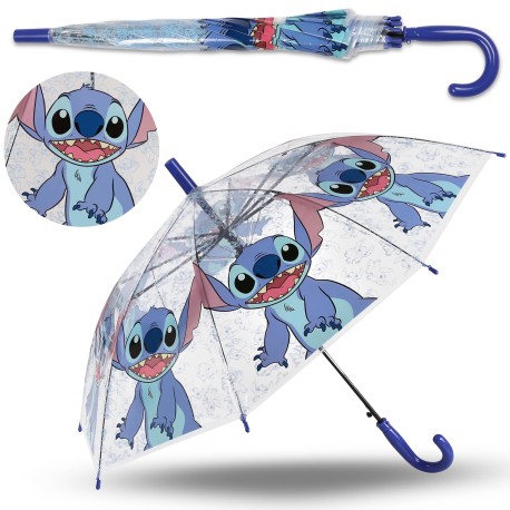 Disney Stitch Chłopięca automatyczna parasolka, składany parasol, transparentny