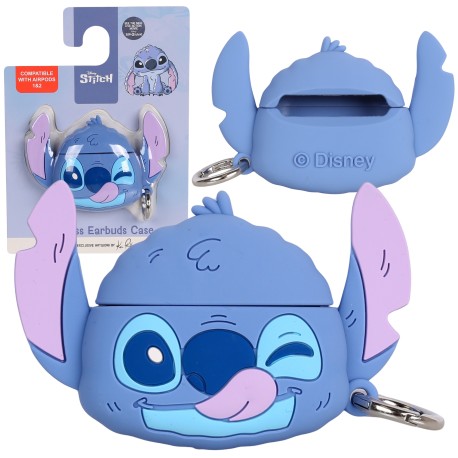 DISNEY Stitch Etui na bezprzewodowe słuchawki, niebieski case na słuchawki APPLE Airpod 1 i 2, obudowa