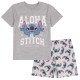 DISNEY STITCH Bawełniana chłopięca piżama z krótkim rękawem, NA LATO, dwuczęściowa