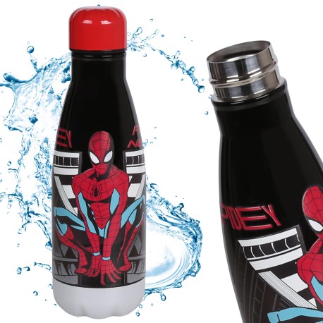 MARVEL Spider-Man Stalowa, czarna butelka ze stali nierdzewnej, bidon 500ml