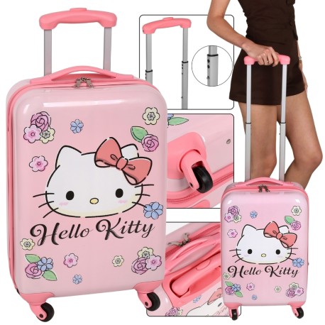 Hello Kitty Różowa walizka w twardej obudowie, walizka na kółkach 54x35x20cm