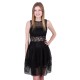 Black, Floral Crochet Lace, Open Back, Sleeveless Midi Dress By John Zack