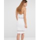 White Crossed Strap Detail & Sheer Mesh Inserts Mini Dress By John Zack