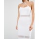 White Crossed Strap Detail & Sheer Mesh Inserts Mini Dress By John Zack