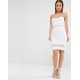 White Crossed Strap Detail & Sheer Mesh Inserts Mini Dress By John Zack