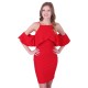 Red Frill, Cold Shoulder Mini Dress by John Zack