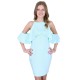 Aquamarine Frill, Cold Shoulder Mini Dress by John Zack