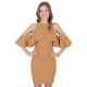 Beige Frill, Cold Shoulder Mini Dress by John Zack