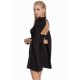 Black Long Split Sleeves, High Neckline, Open Back Mini Dress by John Zack