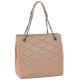 Elegant Beige Quilted Hanbag With Suede Elements