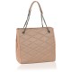 Elegant Beige Quilted Hanbag With Suede Elements