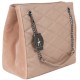 Elegant Beige Quilted Hanbag With Suede Elements