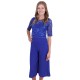 Blue, Floral Lace Top, Wide Cropped Leg, Jumpsuit For Ladies By John Zack