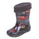 Demar Boys Cars Logo Insulated Black Grey Wellies Wellingtons Rain Boots