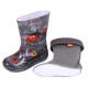 Demar Boys Cars Logo Insulated Black Grey Wellies Wellingtons Rain Boots