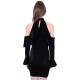 Black Velvet, Cold Shoulder Design, Halter Neck Mini Dress By John Zack