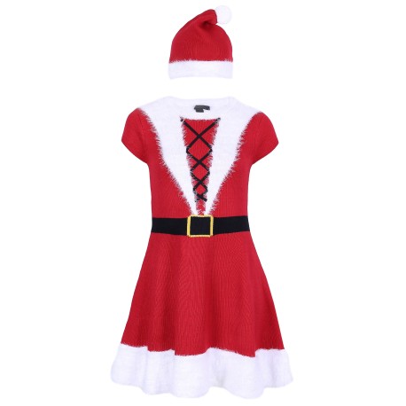  Christmas Mrs Santa Claus Ladies Knitted Fancy Dress Costume with Hat