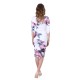 White Flowery Soft & Elastic Bodycon Fit 3/4 Length Sleeve Midi Dress John Zack