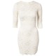 Elastic Cream Floral Lace Mini Bodycon Fit, Open Back Dress John Zack 