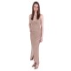 Beige, Wrap Front, Ruched Side Detail Maxi Dress By John Zack