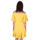 Yellow, Short Sleeves, Off-Shoulder, Frill Details, Mini Dress By John Zack