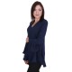 John Zack Womens' Navy-Blue Wide Cuffs Elegant Blouse