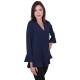 John Zack Womens' Navy-Blue Wide Cuffs Elegant Blouse