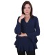 John Zack Womens' Navy-Blue Wide Cuffs Elegant Blouse