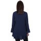 John Zack Womens' Navy-Blue Wide Cuffs Elegant Blouse