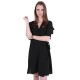 Black, Short Sleeved, Frill Design, Tie Detail Mini Dress By John Zack