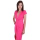 Pink, Drape Front, Wrap Skirt, Deep V-Neck, Midi Dress By John Zack