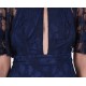 Navy Blue, Fully Floral Lace, Cut Out Front Detail, Maxi Dress By John Zack