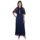 Navy Blue, Fully Floral Lace, Cut Out Front Detail, Maxi Dress By John Zack