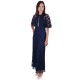 Navy Blue, Fully Floral Lace, Cut Out Front Detail, Maxi Dress By John Zack