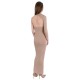 Beige, Plain, Bodycon Fit, One Shoulder Design, Maxi Dress By John Zack