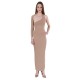 Beige, Plain, Bodycon Fit, One Shoulder Design, Maxi Dress By John Zack