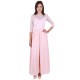 Pink, Lace top, 3/4 Length Sleeves, Sheer Back, Maxi Dress By John Zack 