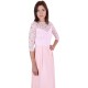 Pink, Lace top, 3/4 Length Sleeves, Sheer Back, Maxi Dress By John Zack 