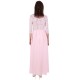 Pink, Lace top, 3/4 Length Sleeves, Sheer Back, Maxi Dress By John Zack 