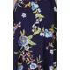 Navy Blue, Floral, Sleeveless, High-Low Hem, Open Back, Midi Dress By John Zack