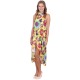 Yellow, Floral, Sleeveless, High-Low Hem, Open Back, Midi Dress By John Zack