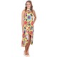 Yellow, Floral, Sleeveless, High-Low Hem, Open Back, Midi Dress By John Zack