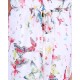 White/Butterflies, Soft Lightweight Chiffon, Wrap Front Midi Dress By John Zack 