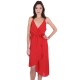 Red, Plain, Soft & Lightweight Chiffon, Wrap Front, Midi Dress By John Zack 