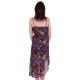 Blue/Butterflies, Soft Lightweight Chiffon, Wrap Front, Midi Dress By John Zack 