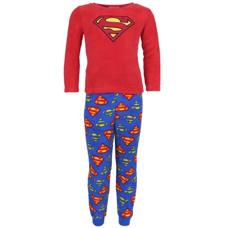 Red Top & Blue Bottoms Pyjama Set For Boys Superhero Superman DC COMICS