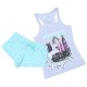 Grey Sleeveless Top & Mint Green Shorts Pyjama Set For Ladies London Unicorns