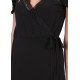 Black/ Lace Hem, Wrap Front, Tied Waist Detail, Midi Dress By John Zack 