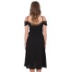 Black/ Lace Hem, Wrap Front, Tied Waist Detail, Midi Dress By John Zack 